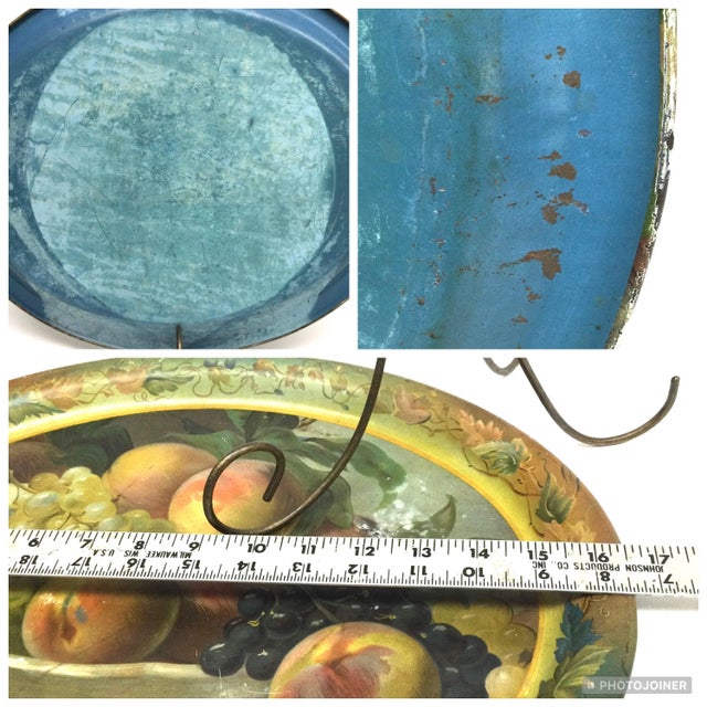 Authentic Antique Toleware Platter Serving Tray For Sale - Image 12 of 12