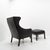 Børge Mogensen Set of Black Leather Wingchair and Ottoman by Borge Mogensen for Fredericia, 1960s For Sale - Image 4 of 17
