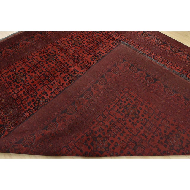 Turkmen Rug 10’3” X 12’11” Red Wool Traditional Hand-Knotted Oriental Carpet For Sale - Image 13 of 14
