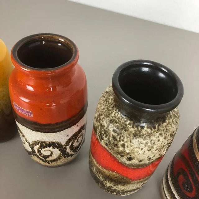 Ceramic Vintage Fat Lava Pottery 213-20 Vases from Scheurich, Germany, Set of 4 For Sale - Image 7 of 18