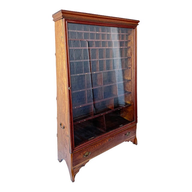 Antique Apothecary Showcase - Oak With Original Glass For Sale