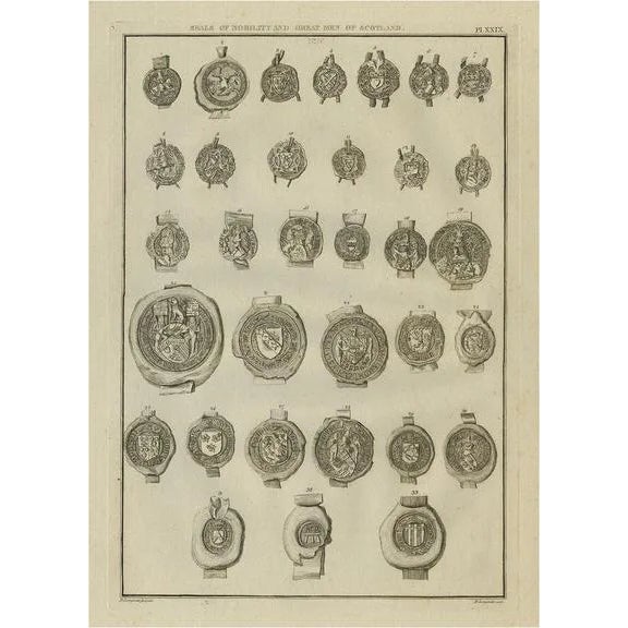 T. Astle, Seals of Nobility and Important Men of Scotland, 1792, Print For Sale