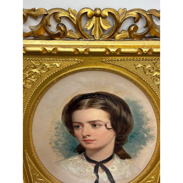19th Century Oil Portrait Dated 1857 “Mrs George Wood” (Sarah Sophia, Née Clark) by John Wood— Oil on Canvas Gilt Framed For Sale - Image 12 of 18