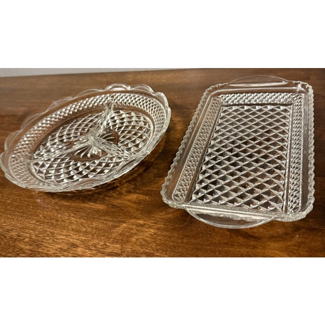 Anchor Hocking Wexford Divided Relish Dish and Tray For Sale - Image 10 of 10