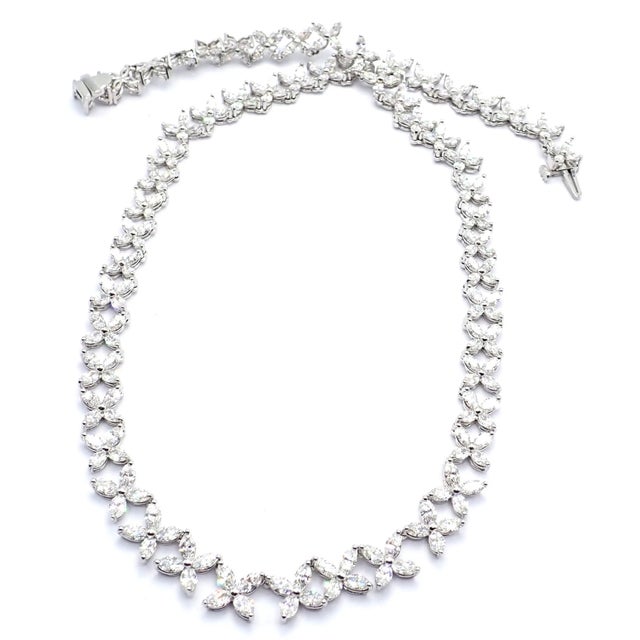 2010s Tiffany & Co. Victoria Platinum Graduated Marque Shape Diamond Necklace For Sale - Image 5 of 16