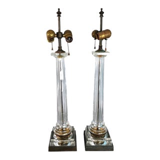 Chapman Italian Column Table Lamps Neoclassical 1970s Pair For Sale