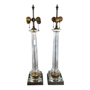Chapman Italian Column Table Lamps Neoclassical 1970s Pair