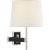 Elle Swing Arm Sconce in Polished Nickel and Black Rattan with Linen Shade Designer: Suzanne Kasler Height: 17.25"...