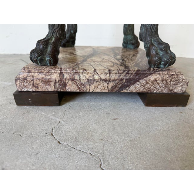 Vintage Neoclassical - Style Brass & Marble Pedestal With Twisted Columns and Claw Feet For Sale In Miami - Image 6 of 12
