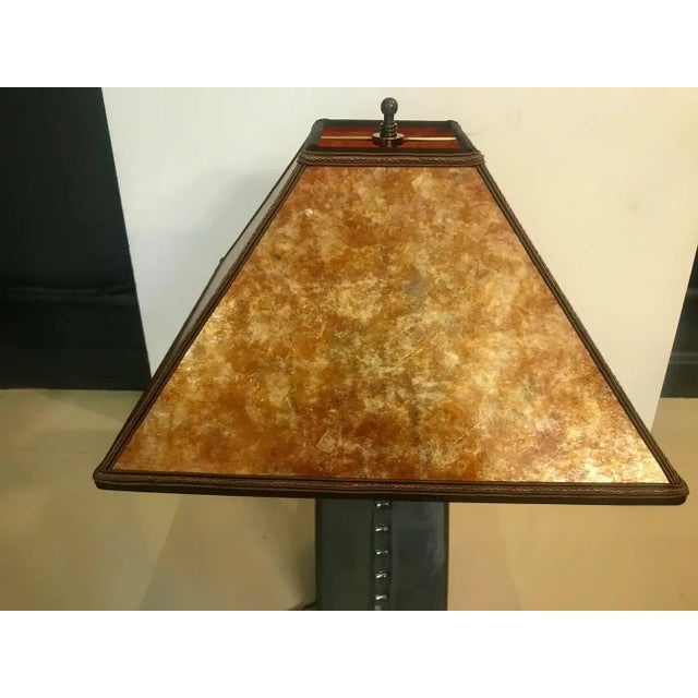 Handcrafted Onyx Glaze Lamp With Amber Mica Shade For Sale - Image 4 of 12