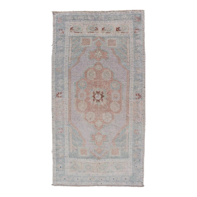 Vintage Turkish Oushak Rug in All-Over Sub-Geometric Medallion Design 1'10 X 3'6 For Sale