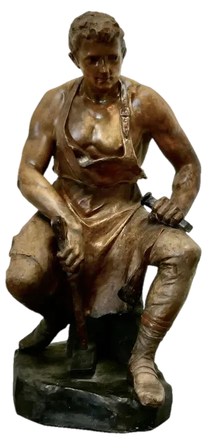 Large Plaster Figurine of the Seated Blacksmith, 1920s