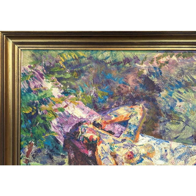 Mid 20th Century Niels Peter Bolt Early Naturalistic Painting of Two Lounging Nude Female Figures in Nature, 1954 For Sale - Image 5 of 11