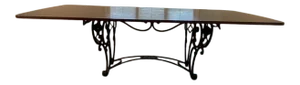 European Antique Wood Dining Table With Inlaid Star