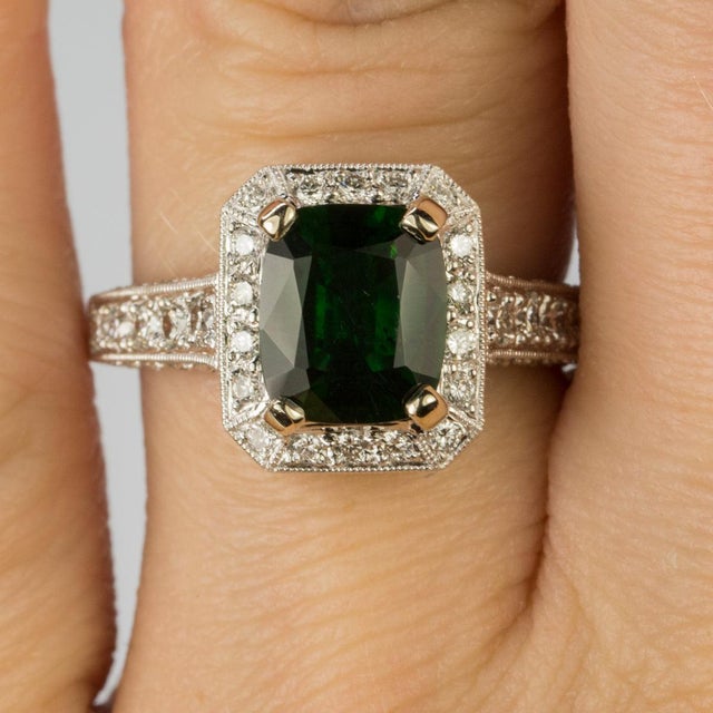 Late 20th Century 18k Chrome Tourmaline Ring, Size 5 For Sale - Image 4 of 4