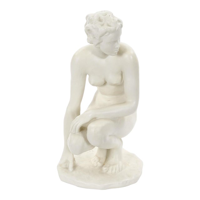 Early 20th Century Rosenthal Porcelain “The Crouching Woman” by Fritz Klimsch For Sale