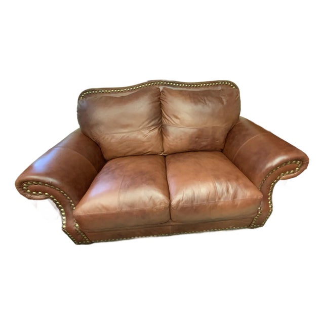 20th Century Leather Loveseat For Sale