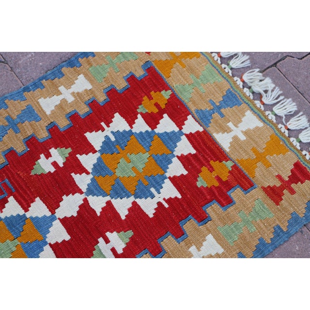 1980s 1980s Southwestern Blue Handmade Kilim For Sale - Image 5 of 11