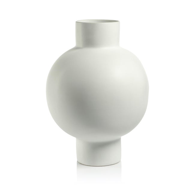 Contemporary Falun 18" Tall White Stoneware Vase For Sale - Image 3 of 3