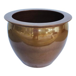 Transitional Chocolate Brown Glaze Planter For Sale