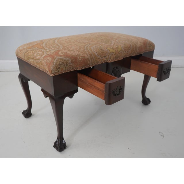 Chippendale Chippendale Claw Foot Ottoman W. 2 Drawer Front For Sale - Image 3 of 12