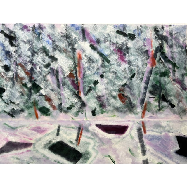 Abstract 1999 "February" Abstract Landscape Oil Pastel Drawing For Sale - Image 3 of 8