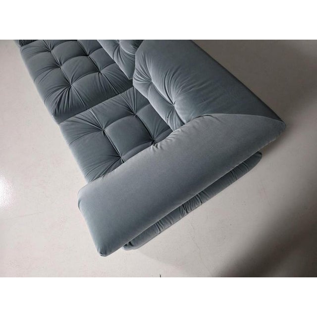 Textile Mah Jong Sofa in Iced Blue Cotton Velvet by Roche Bobois, France, 1970s, Set of 9 For Sale - Image 7 of 9
