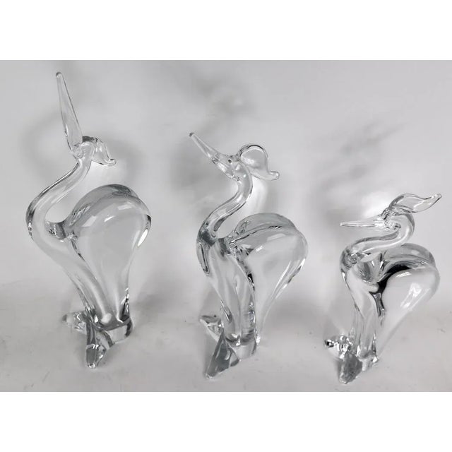 Glass Group of 3 Marcolin Crystal Glass Birds Made in Sweden For Sale - Image 7 of 13