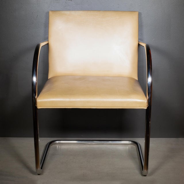 Knoll Tubular Brno Leather Dining Armchairs c.1986 For Sale In San Francisco - Image 6 of 12