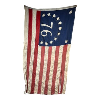Vintage Valley Forge “76” Bennington American Flag, Bicentennial Era C. 1976 For Sale