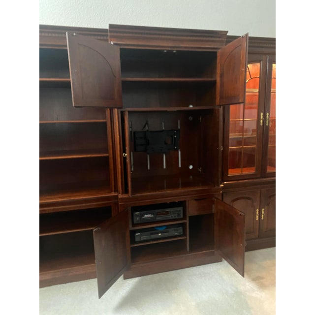 Wood Pennsylvania House Cherry Wood Lighted Etagere/Display/Wall Unit With Cabinet With Doors 5 Piece Excellent Condition. For Sale - Image 7 of 15