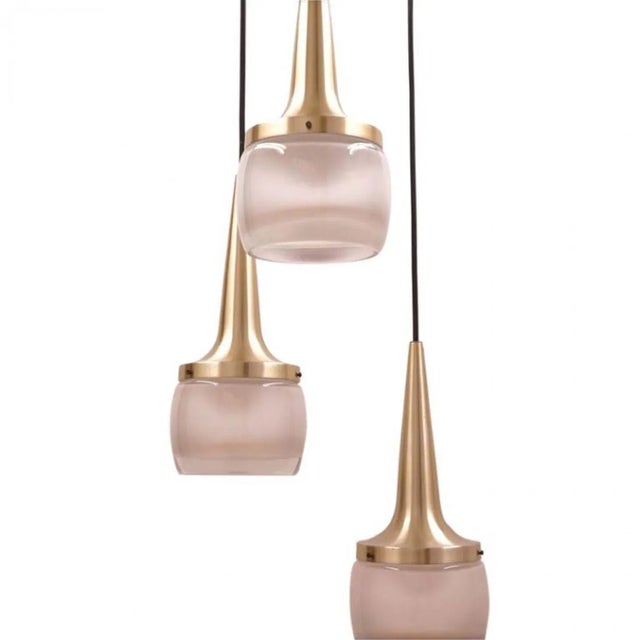 Brass Glass Cascade Fixtures attributed to Staff, 1960s, Set of 2 For Sale - Image 11 of 15