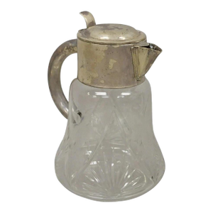 Antique Victorian Silver Plated German Cut Crystal Glass Lemonade Water Pitcher