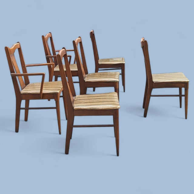 Wood Garrison Furniture Walnut Dining Chairs, Set of Six, Mid-Century For Sale - Image 7 of 14