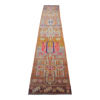 1960s Vintage Hand Knotted Muted Color Runner For Sale