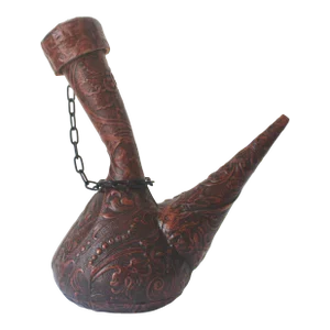 Vintage Spanish Tooled Leather Porron Wine or Liquor Decanter