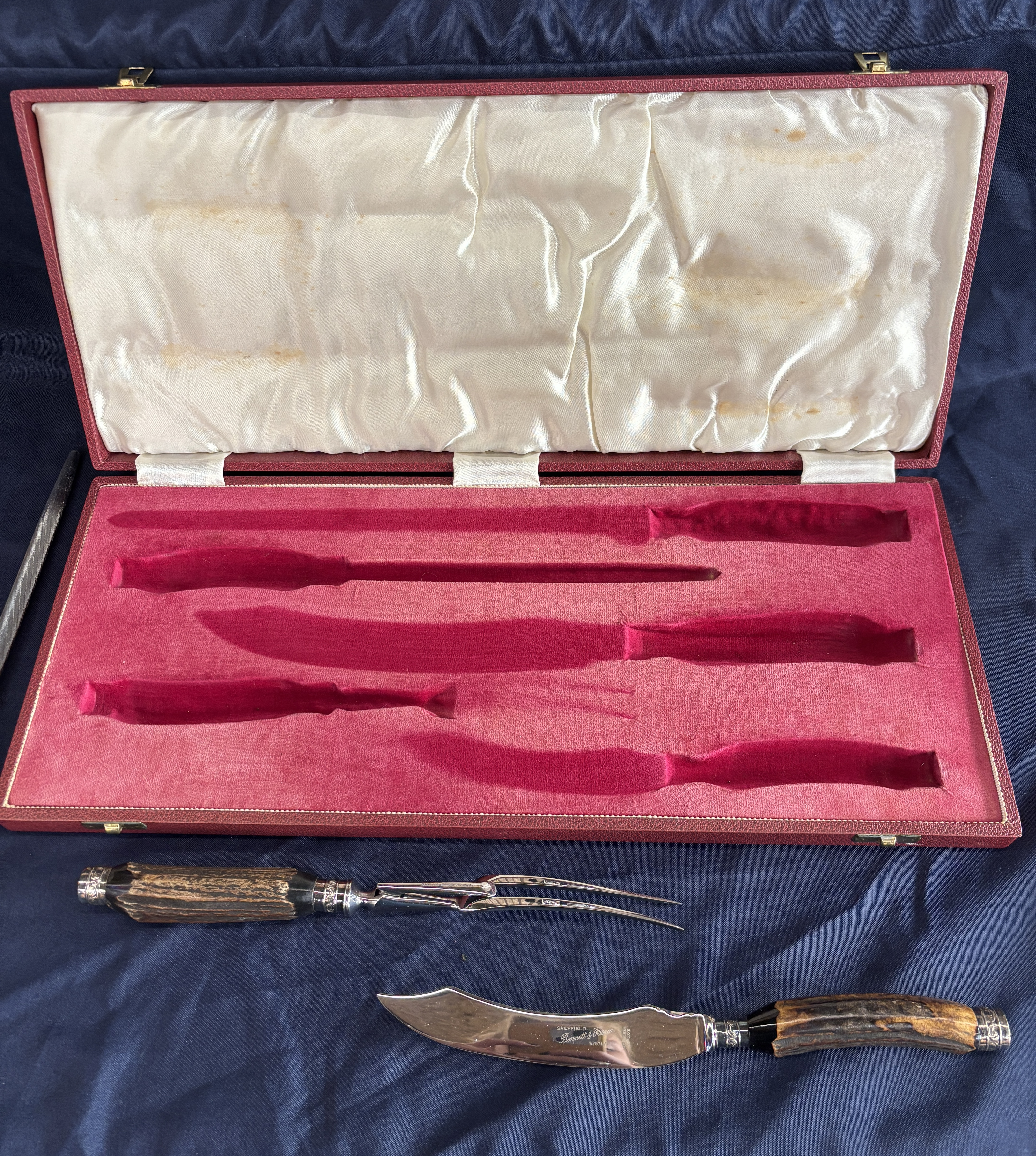 1920s Sheffield Stainless Steel Carving Set in Original Box- 5
