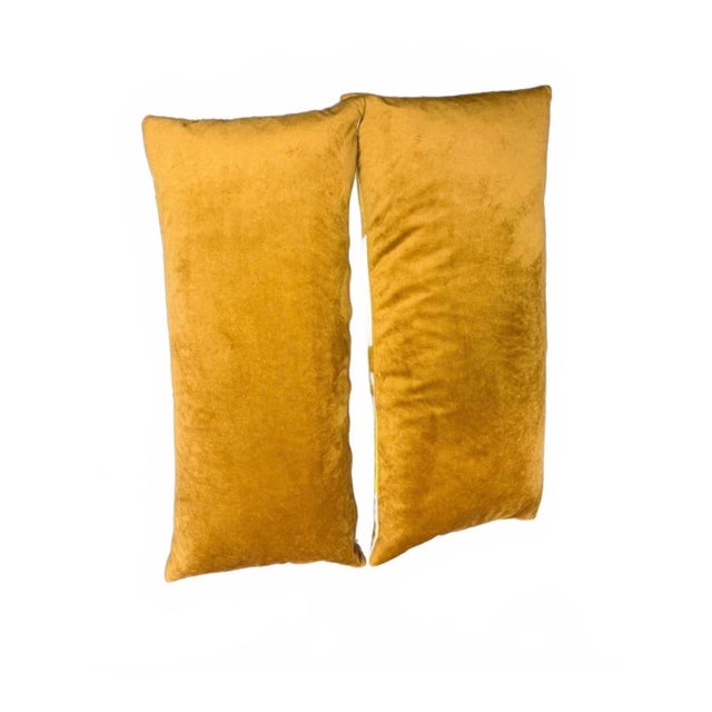 Traditional Velour Velvet Ikat Lumbar Pillows - A Pair For Sale - Image 3 of 5
