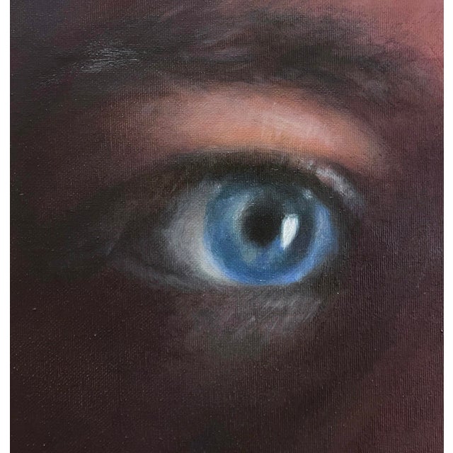 Sergei by Viktoria Savenkova | Oil on Canvas Portrait of a man with blue eyes For Sale - Image 4 of 5