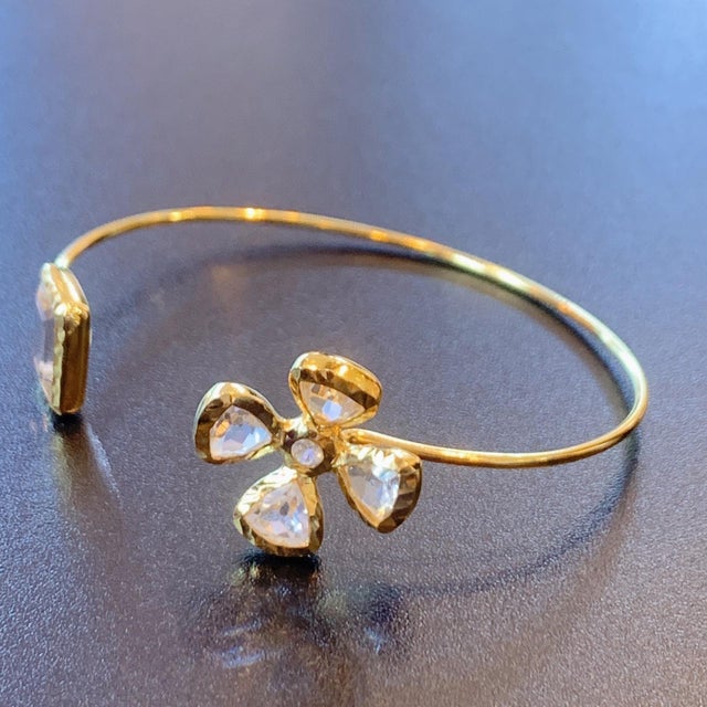 Bochic Jungle Gold and Silver White Topaz Bangle For Sale In New York - Image 6 of 18