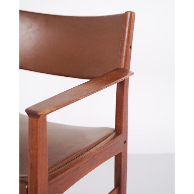 Vintage Danish Armchair in Teak and Brown Leather, 1960s For Sale - Image 4 of 11