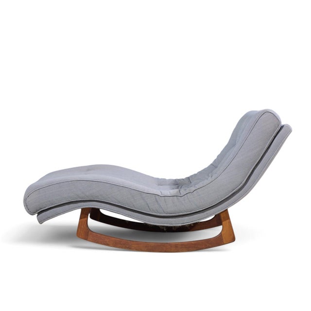 Craft Associates Adrian Pearsall for Craft Associates Mid Century Walnut Rocking Wave Chaise Lounge Chair For Sale - Image 4 of 9