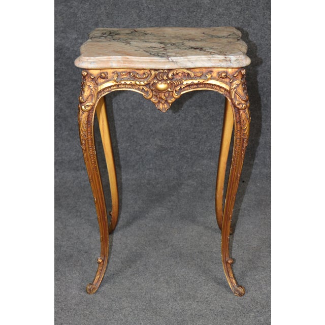 Late 19th Century Rare Francois Linke Signed Marble Top Carved Louis XV End Table For Sale - Image 5 of 12