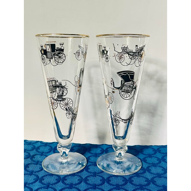 Glass 1950s Libbey “Curio” Pilsner Glasses- A Pair For Sale - Image 7 of 12