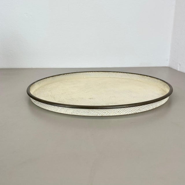 Large Vintage Metal Brass Tray in the style of Mathieu Matégot, 1950s For Sale - Image 3 of 18