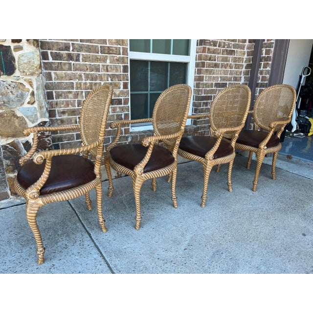 Set of 2 (Only 1 Set Available) Twisted and Knotted Rope Motif Cane Back Arm Chairs, 1970s, in the Style of Napoleon III and Comini and Modonutti For Sale - Image 12 of 12