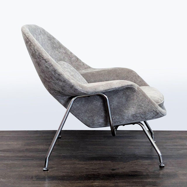 2000 - 2009 Mid-Century Modern Womb-Style Lounge Chair – Chrome & Gray Upholstery For Sale - Image 5 of 8