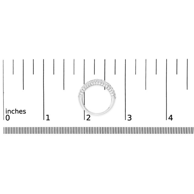 Metal .925 Sterling Silver 1.0 cttw Lab Grown Diamond 3 Row Band Ring (F-G Color, VS1-VS2 Clarity) - Ring Size 7 For Sale - Image 7 of 7