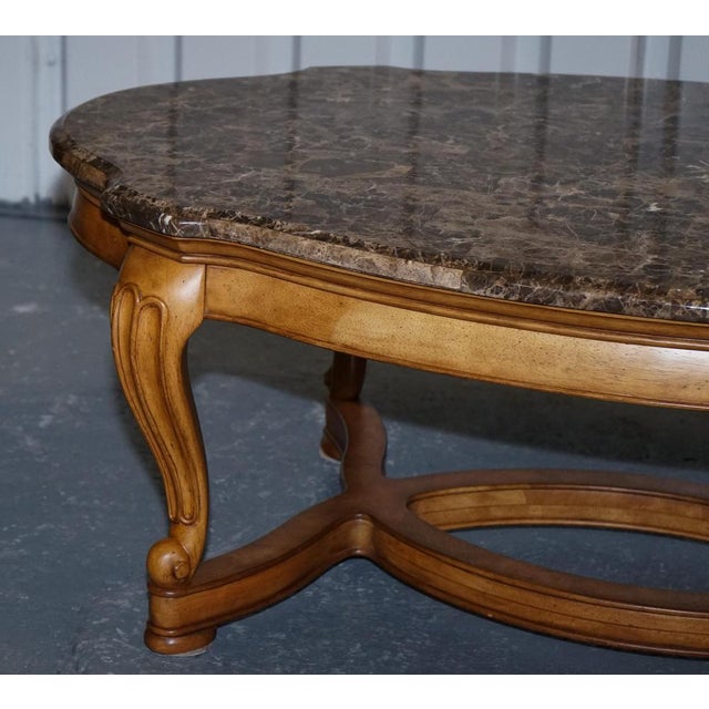 Vintage French Style Coffee Table with Faux Marble Top For Sale - Image 4 of 14