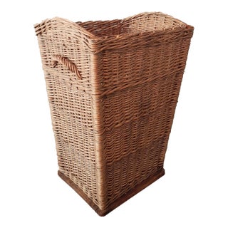 Mid 20th Century Rattan Hamper Basket For Sale